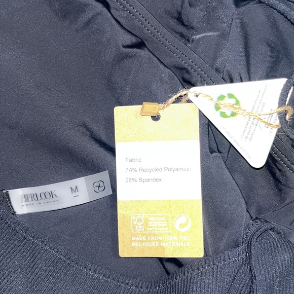 BERLOOK Backless Tie One-Piece Swimsuit Black Sz M - Picture 12 of 12